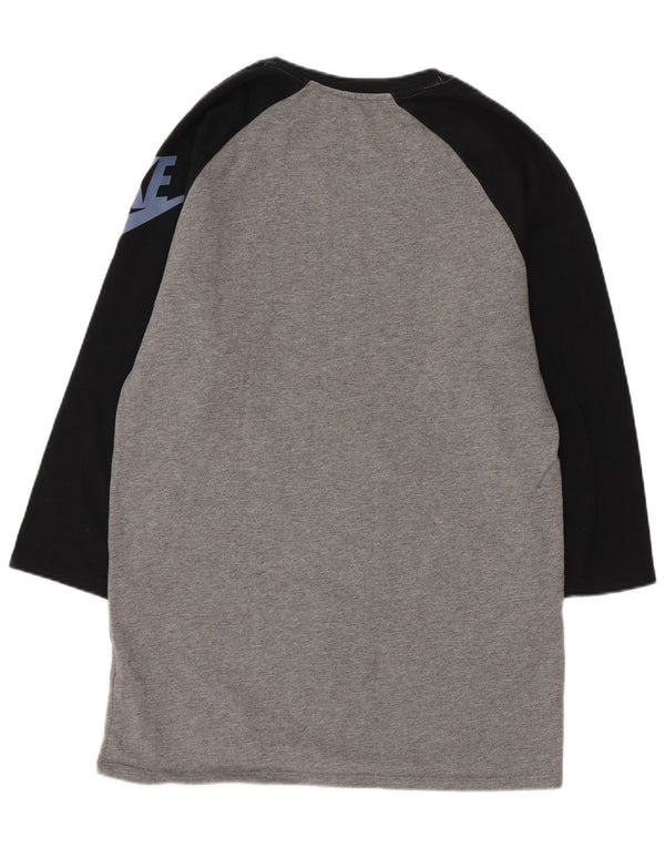 Nike Mens Graphic Top 3/4 Sleeve Small Grey Colourblock Cotton