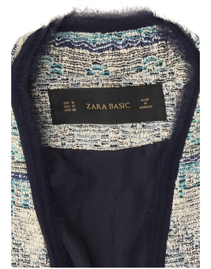 Zara Womens Open Overcoat UK 12 Medium Blue Striped