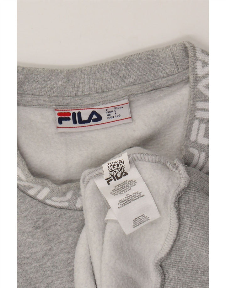 FILA Mens Graphic Sweatshirt Jumper Large Grey Cotton Vintage Fila and Second-Hand Fila from Messina Hembry 