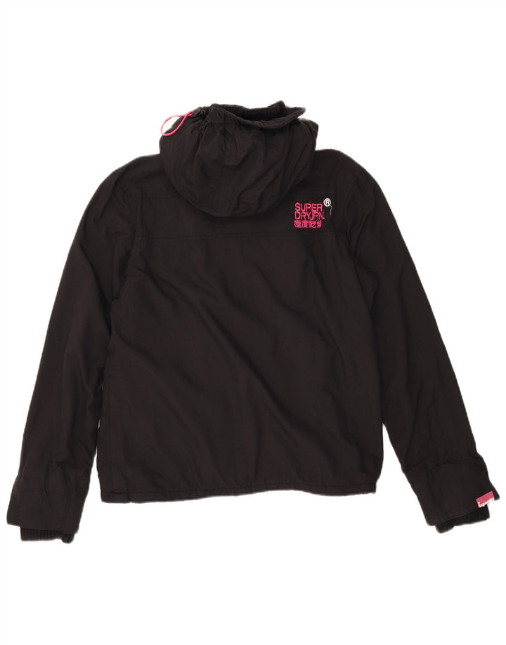 Superdry Womens Windcheater Graphic Windbreaker Jacket UK 14 Medium Black