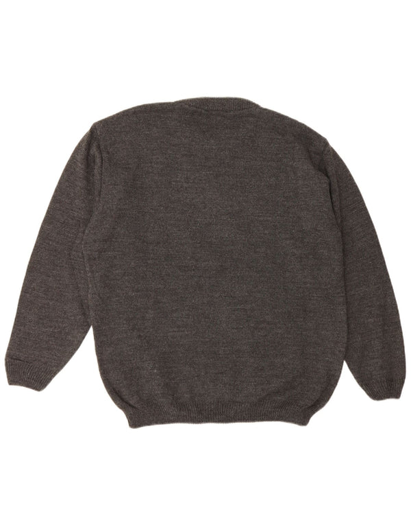 Basicline Pull col rond pour homme UK 42/44 Grand gris à carreaux en acrylique