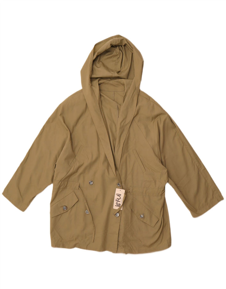 LE FULL Womens Oversized Hooded Double Breasted Coat UK 14 Medium Khaki