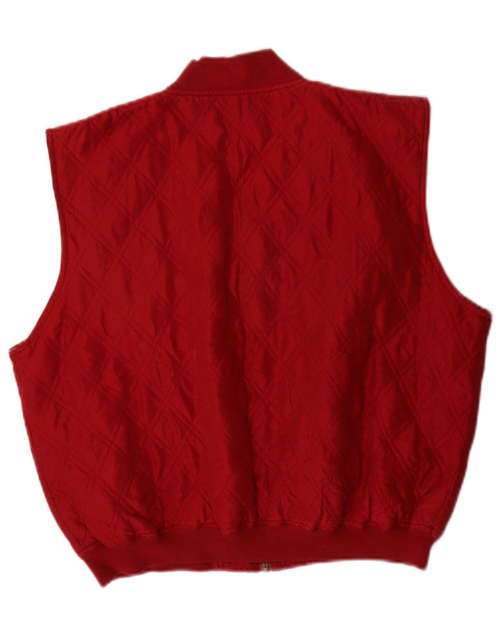 Naf Dame Quiltet Gilet UK 12 Medium Rød Silke