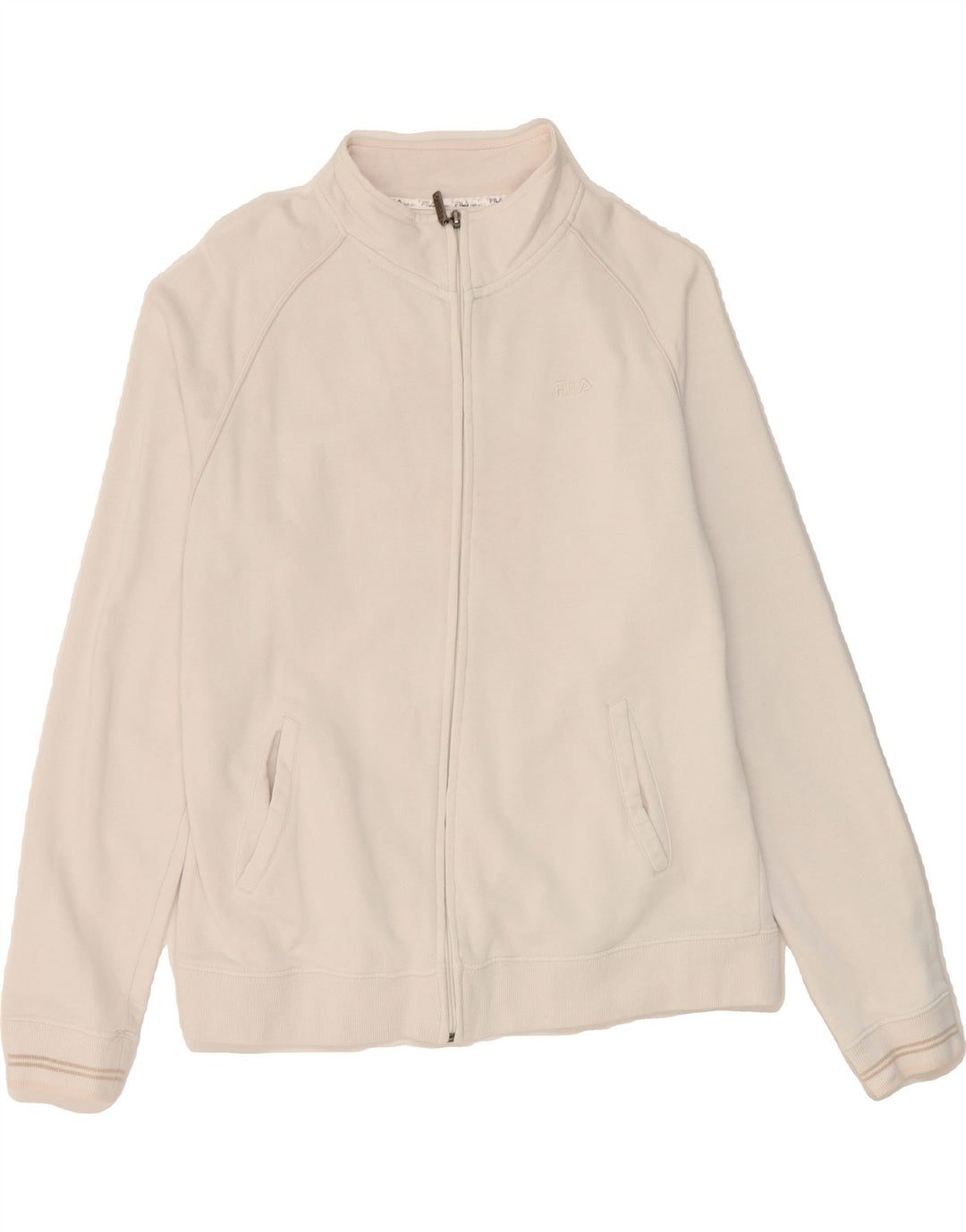 FILA Womens Tracksuit Top Jacket UK 14 Large White Cotton Vintage Fila and Second-Hand Fila from Messina Hembry 