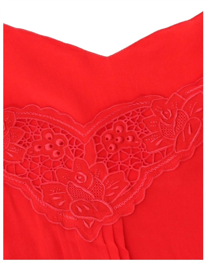 VINTAGE Womens Crop Sleeveless Blouse Top UK 14 Medium Red