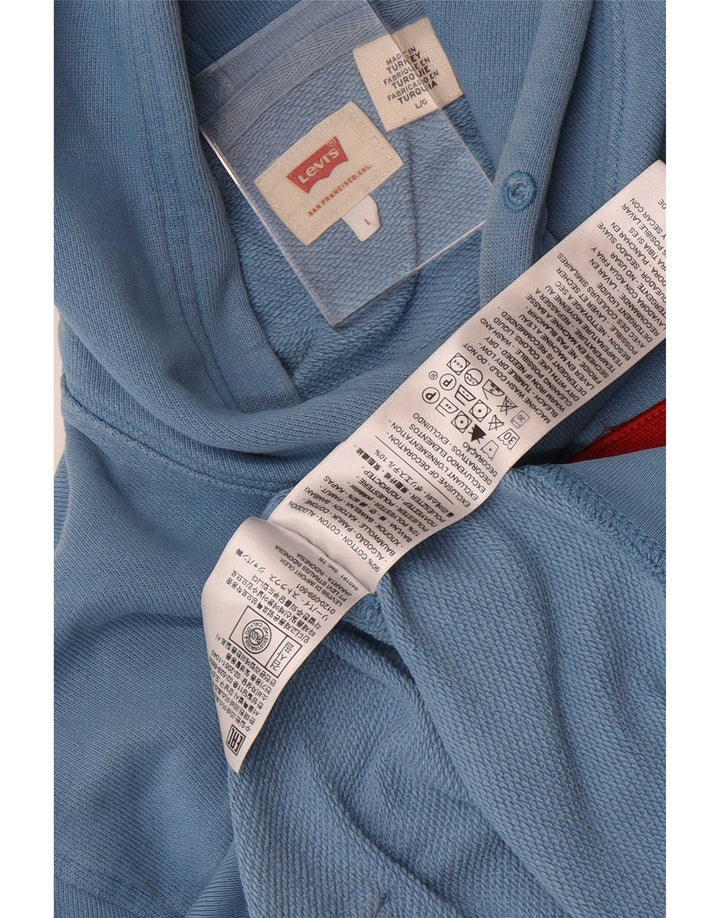 Levi's Mens Graphic Hoodie Jumper Large Blue Cotton