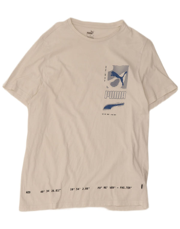 Puma - Camiseta gráfica para hombre, talla grande, algodón blanco