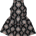 MOSSIMO Womens Sleeveless A-Line Dress UK 16 Large Black Ikat Polyester Vintage Mossimo and Second-Hand Mossimo from Messina Hembry 