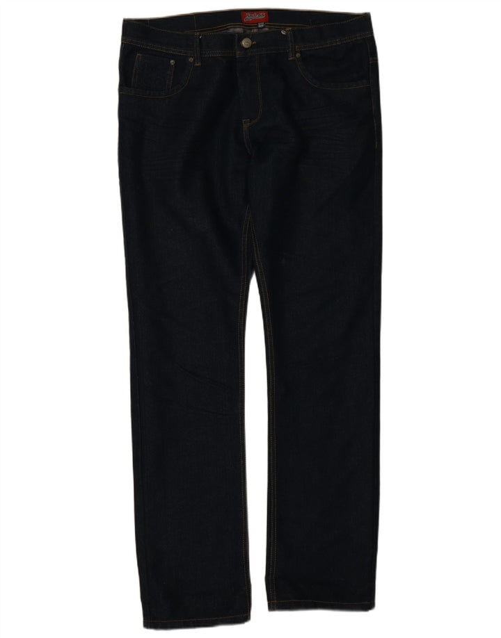 Route 66 Mens Straight Jeans W36 L30 Navy Blue Cotton