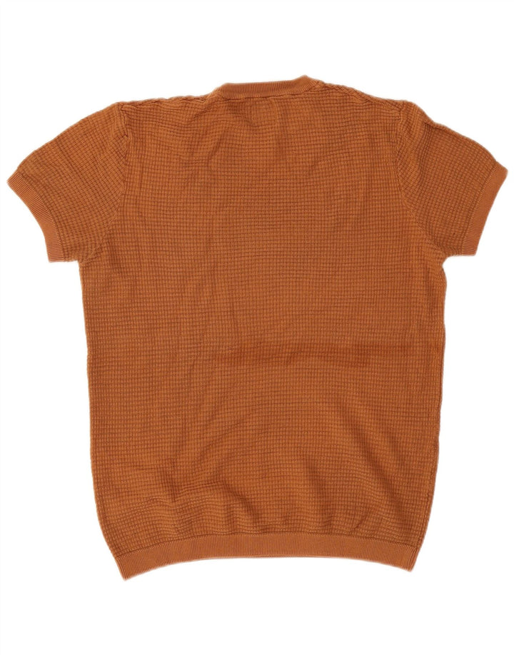 Zara Pull à manches courtes et col rond pour homme Marron moyen