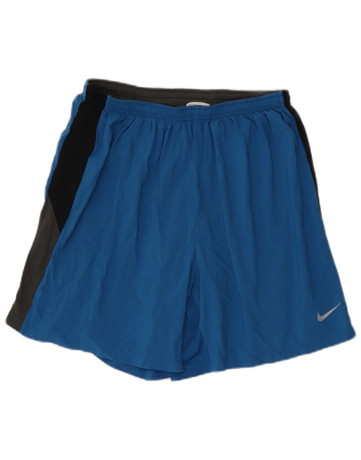 Nike Boys Sport Shorts 13-14 Years XL Blue Colourblock Polyester