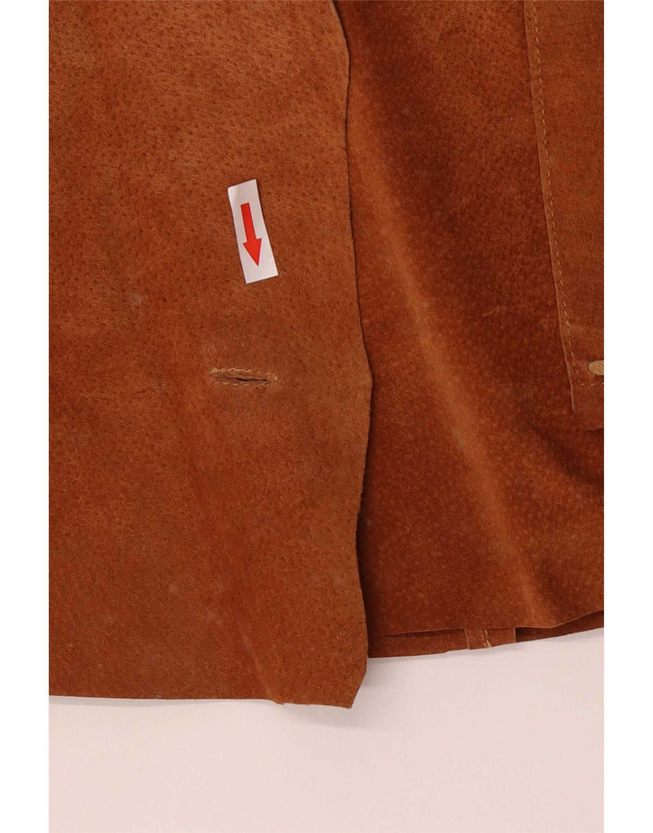 J.J.Scott Chaqueta de cuero para mujer IT 48 XL Marrón Colorblock