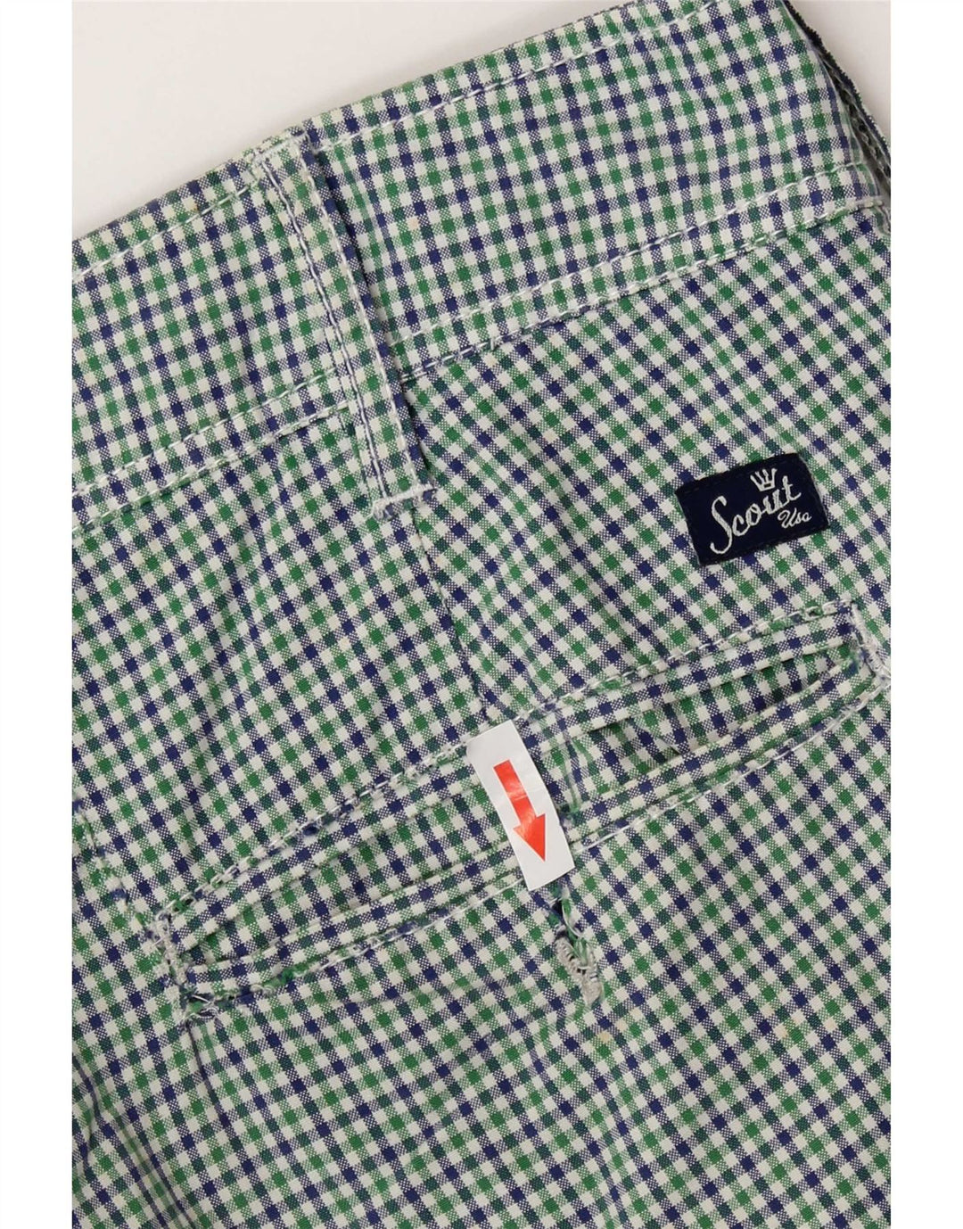 Scout Mens Chino Shorts Large W34 Green Check Cotton
