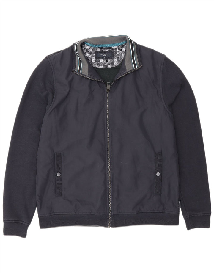 Ted Baker Mens Bomber Jacket Size 4 Large Navy Blue Cotton
