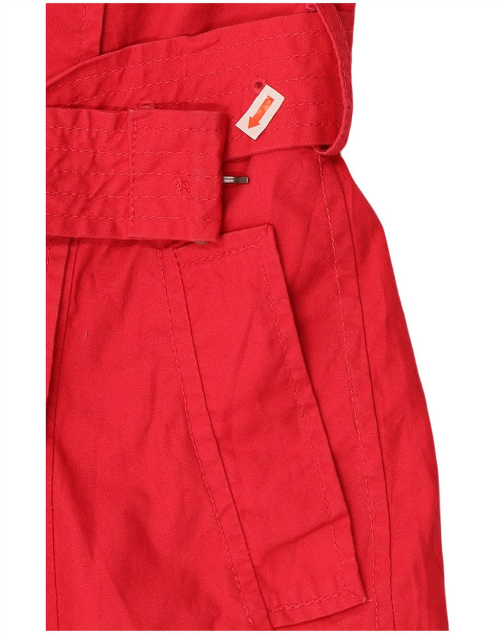 BENETTON Womens Trench Coat IT 40 Small Red Cotton