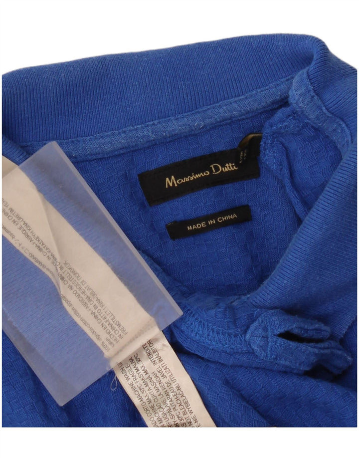 Massimo Dutti Mens Polo Shirt Large Blue Cotton
