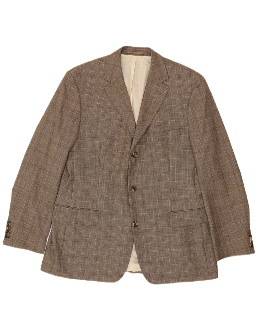 Hugo Boss Herre 3-knaps blazerjakke EU 56 3XL brun ternet jomfruuld