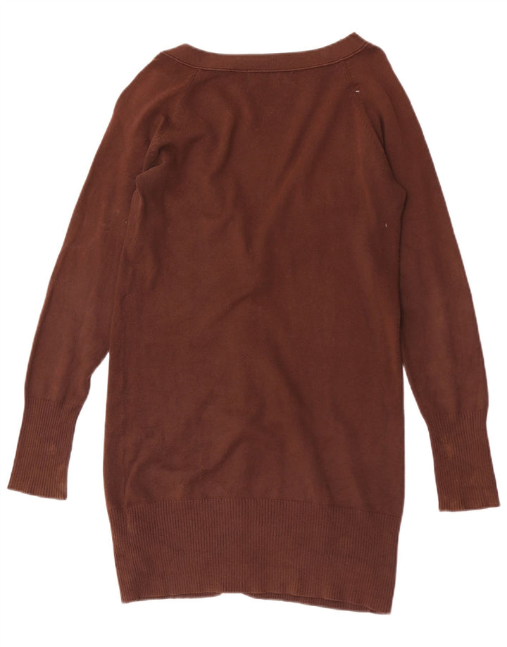 Zara Womens Cardigan Sweater UK 12 Medium Brown Cotton