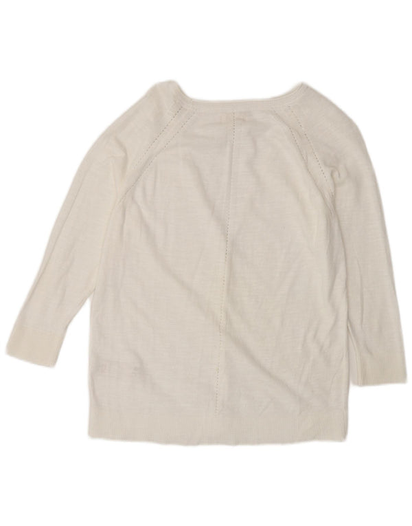 Fat Face Cardigan à manches 3/4 pour femme en coton blanc moyen UK 12