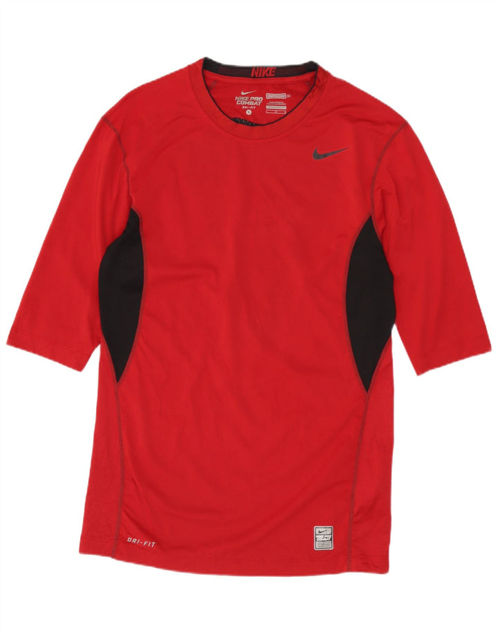 NIKE Damen-Grafikoberteil mit 3/4-Ärmeln, UK-Größe 14, Größe L, Rot, Colourblock-Polyester