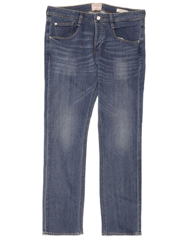 Guess Mens Vermont Slim Straight Jeans W34 L31 Blue Cotton