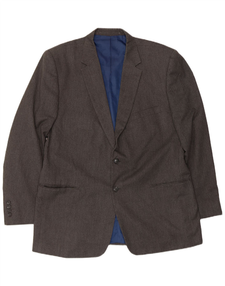 MARKS & SPENCER Giacca blazer da uomo vestibilità regolare a 2 bottoni UK 46 XL Grigio