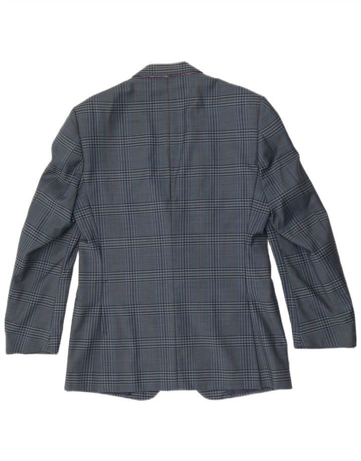 Vintage Mens 2 Button Blazer Jacket IT 50 Large Blue Check Wool