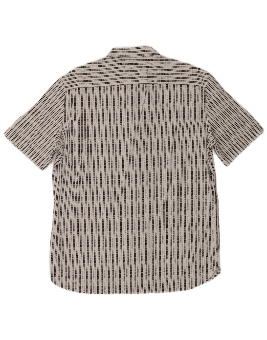 French Connection Mens Short Sleeve Shirt Large White Striped Viscose