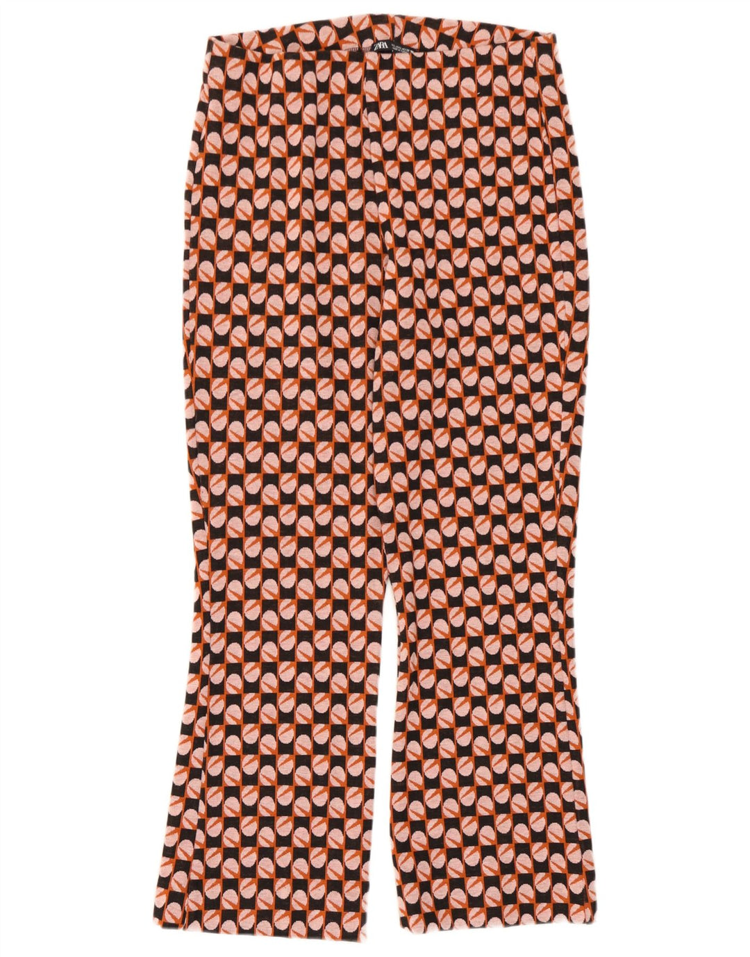 Zara Womens Bootcut Casual Trousers Large W30 L26 Multicoloured Geometric