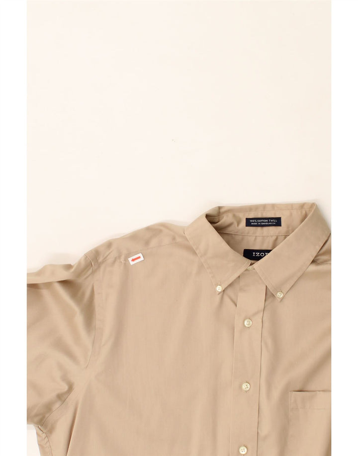 IZOD Mens Shirt Size 16 1/2 Large Beige Cotton Vintage Izod and Second-Hand Izod from Messina Hembry 