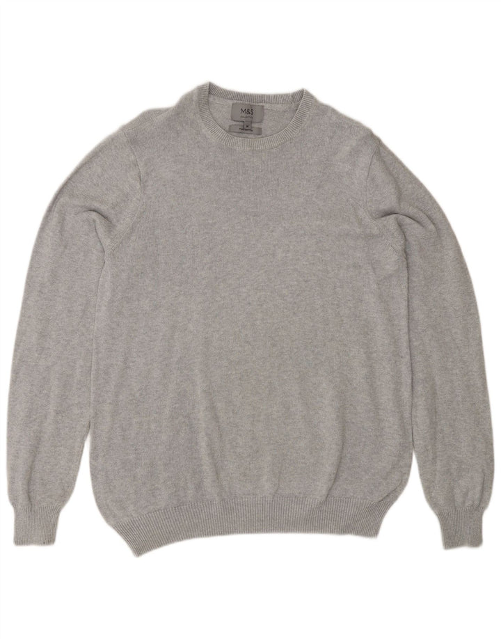 Marks & Spencer Herre sweater med rund hals, mellemgrå bomuld