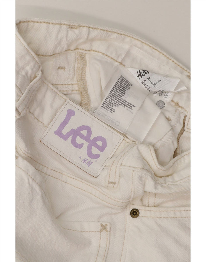 LEE Womens Loose Fit Cropped Jeans US 2 XS W26 L23 White Cotton Vintage Lee and Second-Hand Lee from Messina Hembry 