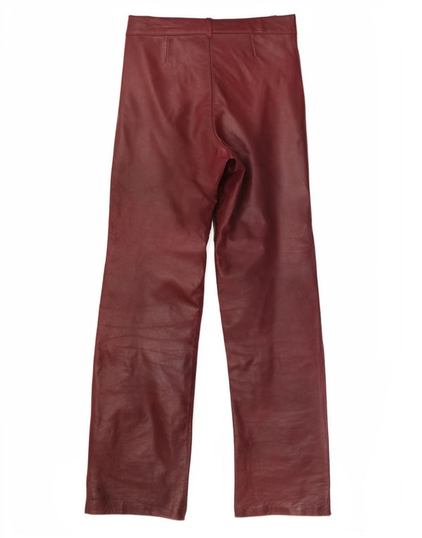 Pantaloni dritti in pelle vintage da donna W26 L29 Bordeaux