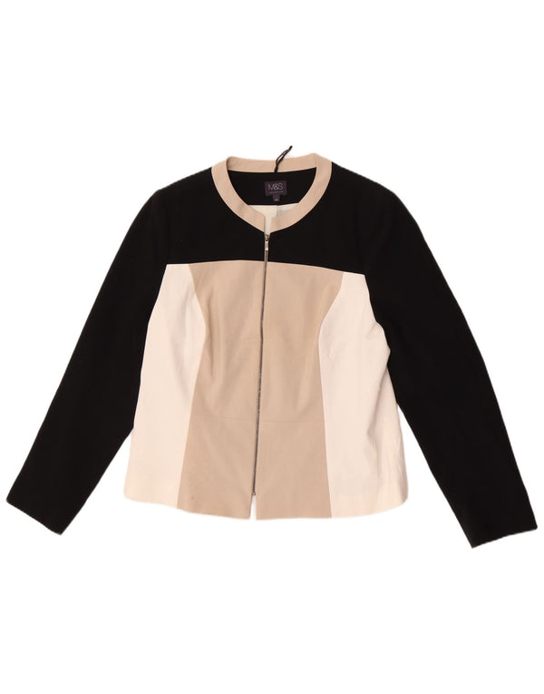 Marks & Spencer Dame Blazer Jakke med lynlås UK 16 Stor Beige Colourblock
