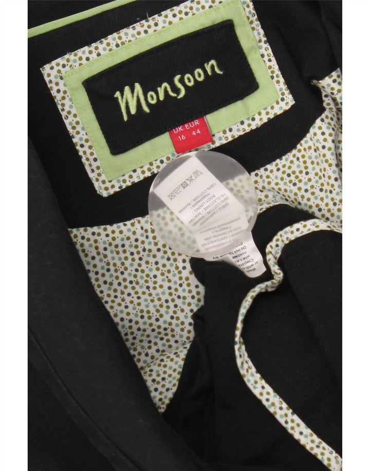 Monsoon Dame 1 Knap Blazer Jakke UK 16 Stor Marineblå Bomuld