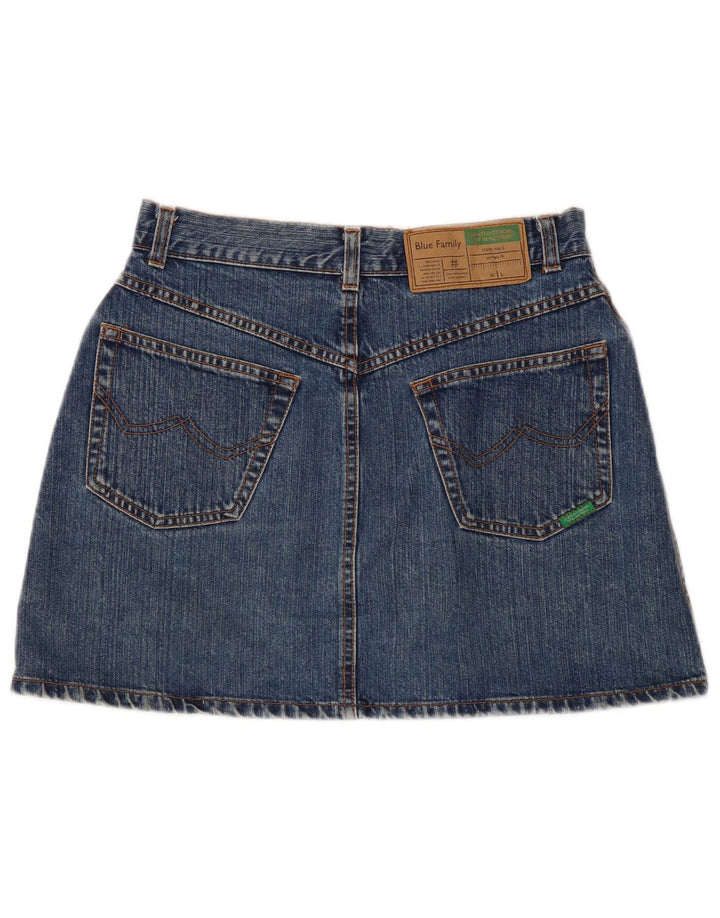 Benetton Womens Denim Skirt IT 44 Medium W28 Blue Cotton