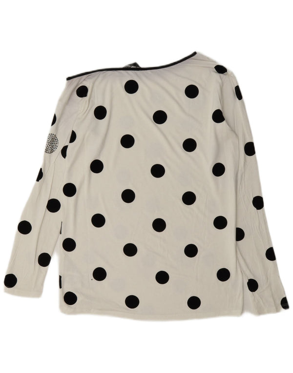 Liu Jo Dame Top Langærmet IT 42 Medium White Polka Dot Viscose
