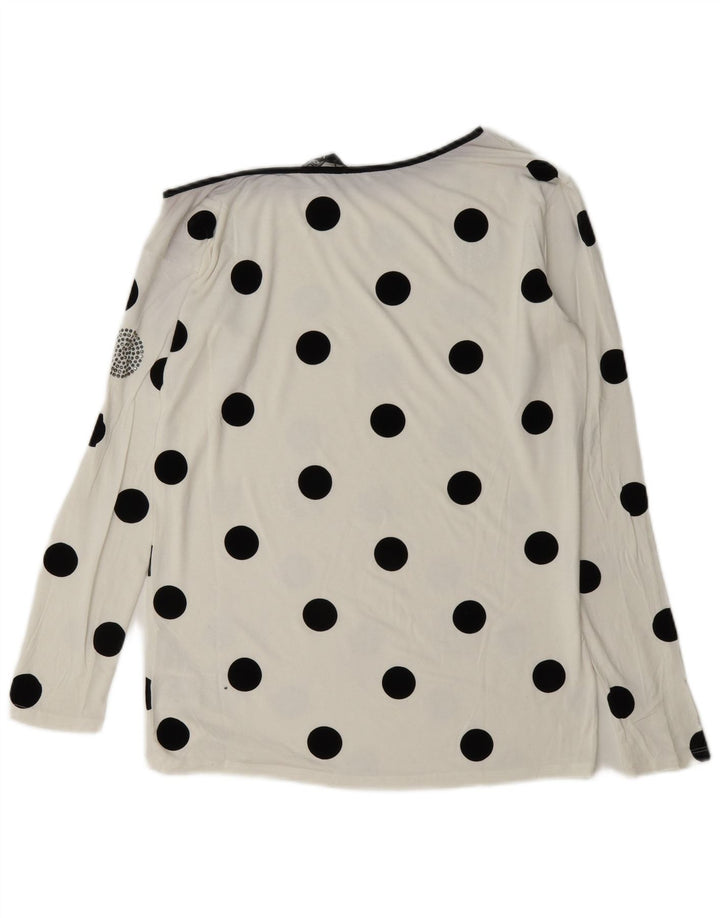 Liu Jo Dame Top Langærmet IT 42 Medium White Polka Dot Viscose