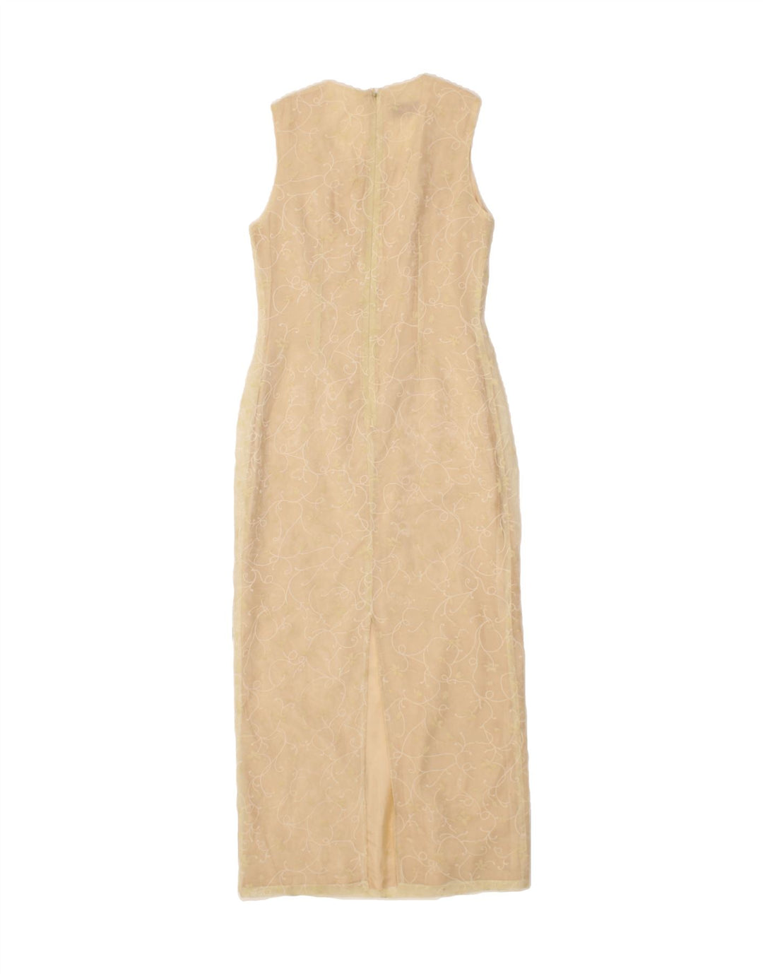 VINTAGE Womens Abstract Pattern Sleeveless Maxi Dress UK 10 Small  Beige Vintage Vintage and Second-Hand Vintage from Messina Hembry 