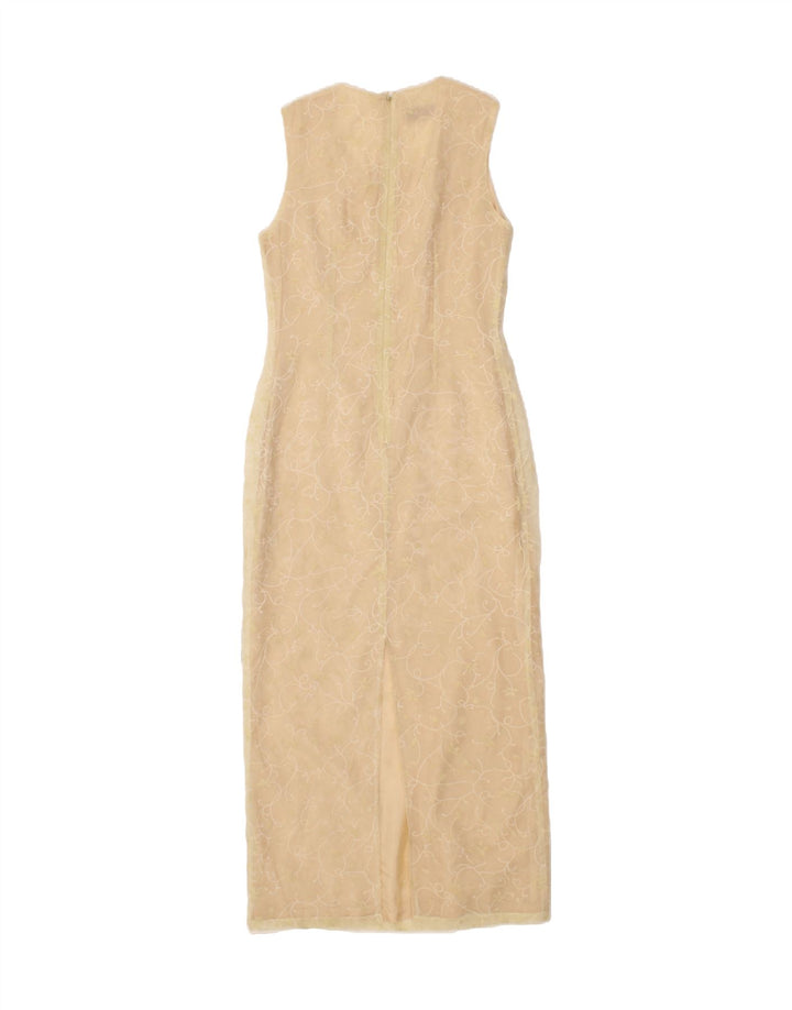 VINTAGE Womens Abstract Pattern Sleeveless Maxi Dress UK 10 Small  Beige Vintage Vintage and Second-Hand Vintage from Messina Hembry 
