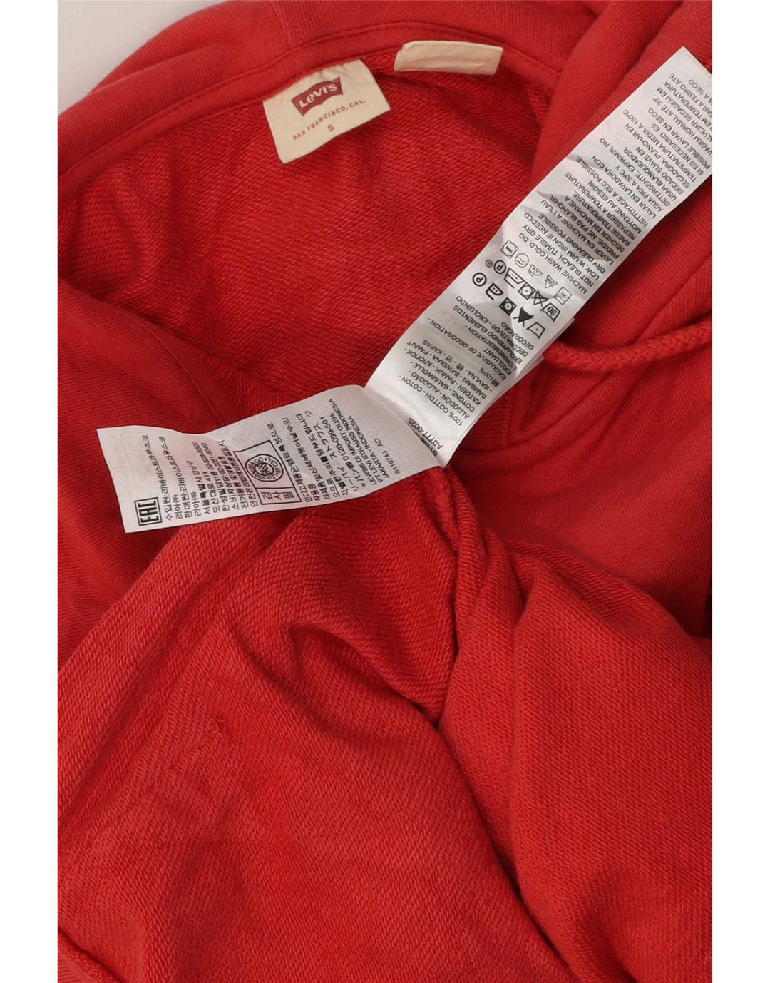 Levi's Womens Oversized Zip Hoodie Sweater UK 10 Small Red Cotton