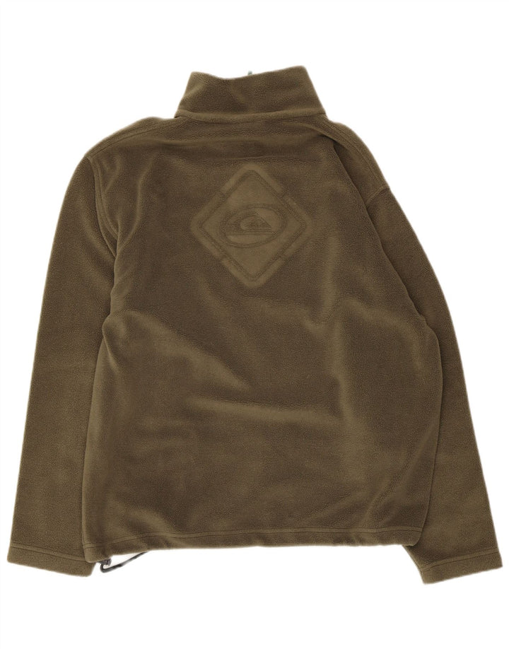 Quiksilver Mens Zip Neck Fleece Jumper Small Khaki Polyester
