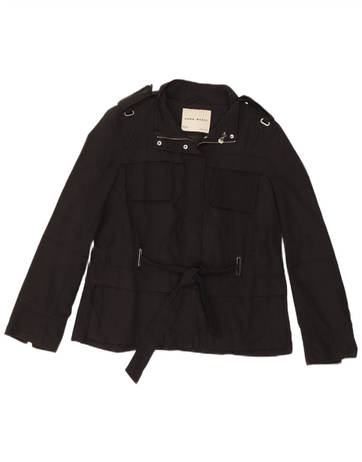 Zara Womens Military Jacket UK 18 XL Black Cotton