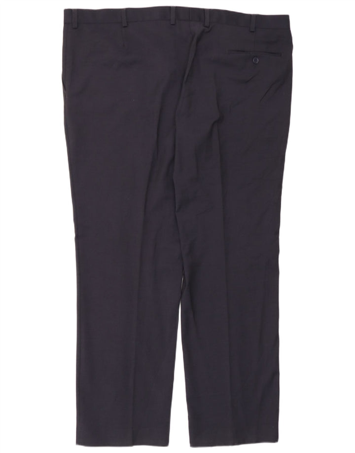 Marks & Spencer Mens Regular Fit Suit Trousers W44 L31 Navy Blue Wool