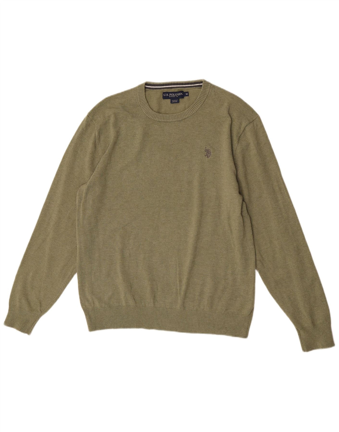 U.S. Polo Assn. Mens Crew Neck Jumper Sweater Medium Green Polyester