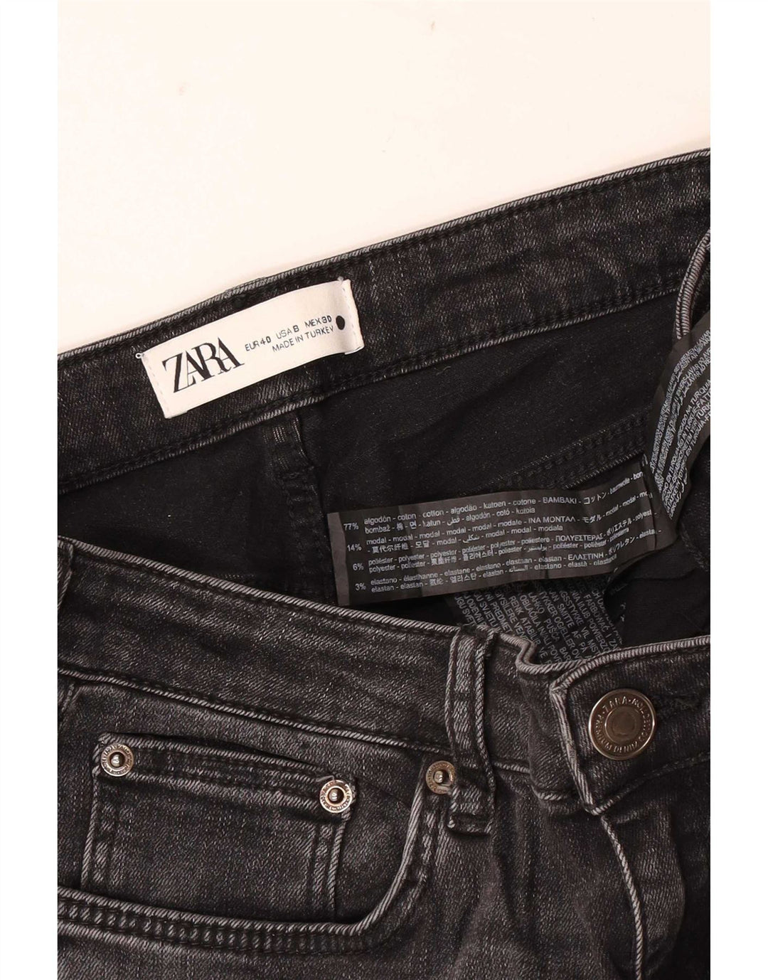 Zara Womens Slim Jeans EU 40 Medium W30 L28 Black Cotton