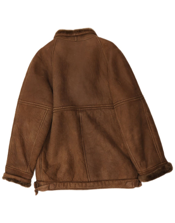 Vintage Mens Shearling Jacket IT 50 Large Brown
