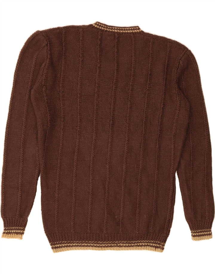 VINTAGE Mens V-Neck Jumper Sweater Medium Brown