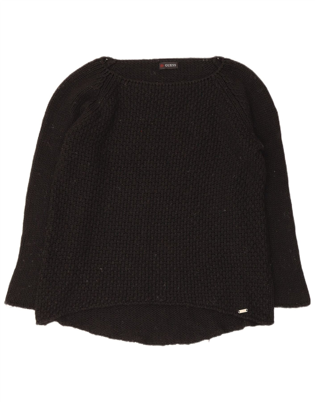 Guess Womens Boat Neck Jumper Sweater UK 12 Medium Black