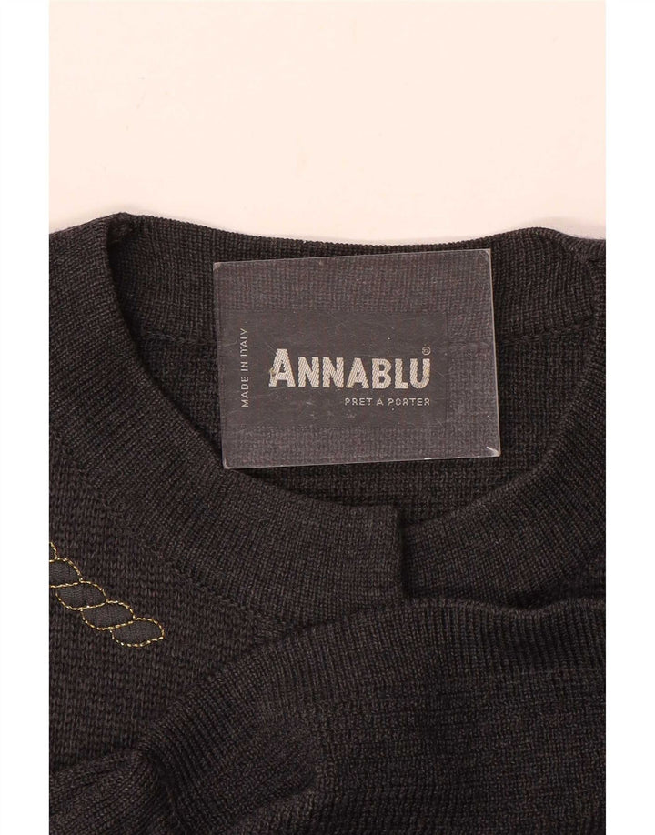 Vintage Womens Oversized Cardigan Sweater UK 10 Small Grey Wool
